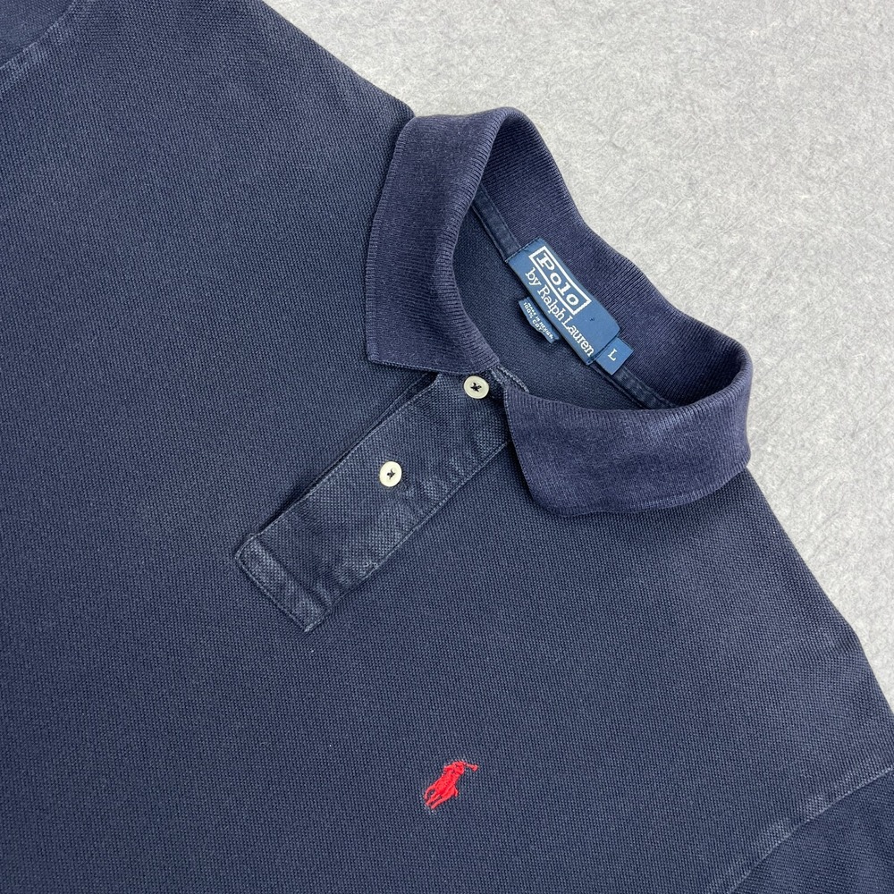 VTG Polo Ralph Lauren Shirt Men's‎ Large Blue Classic Fit Pony Short Sleeve Golf